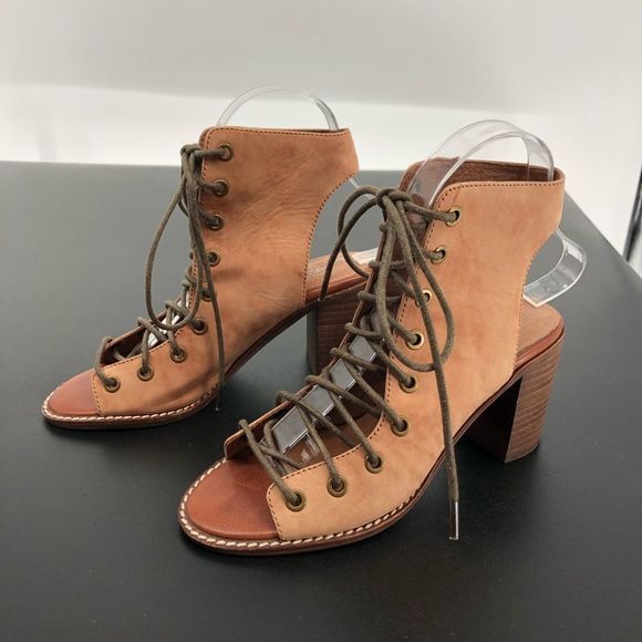 Jeffrey Campbell x Free People Minimal Taupe Lace Up Peep Toe Heeled Sandals - Picture 2 of 14